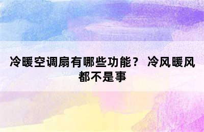 冷暖空调扇有哪些功能？ 冷风暖风都不是事